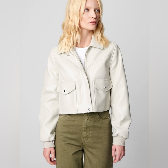 Blank NYC Jackets & Blazers - [BLANKNYC] Womens Luxury Clothing Cropped Shirt Faux Leather Jacket